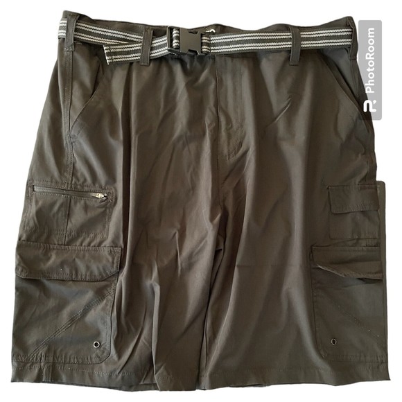 Iron Co  Belted Stretch Performance Hybrid Cargo Shorts Black   Size 38 - Picture 1 of 6